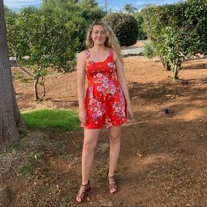 Red Floral Skater Dress- H&M